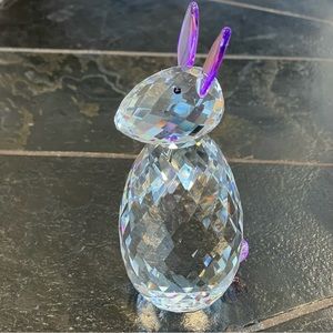 Oleg Cassini Crystal Rabbit Paperweight, Clear with Purple Ears and Tail